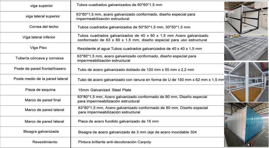 Ficha técnica completa de la caseta modular plegable reforzada Folder X1100